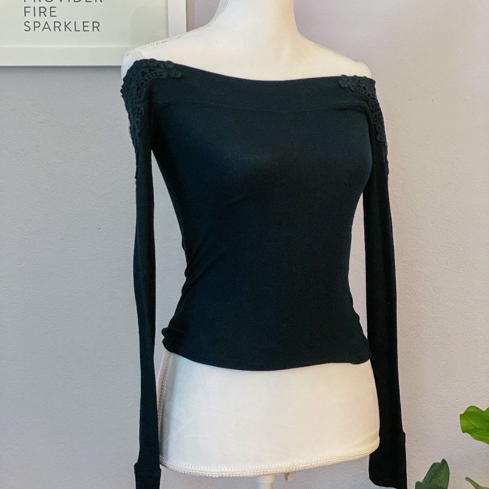 Hollister Black Off the Shoulder Top